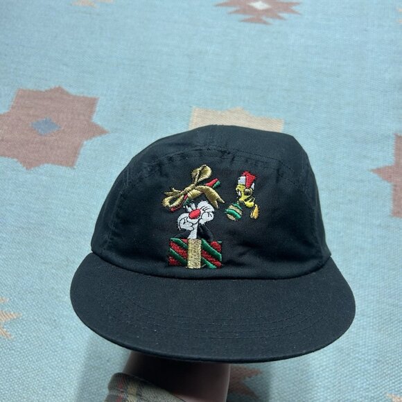 Vintage looney tunes 5 panel hat cap Christmas Sylvester tweety adult OSFA - Picture 2 of 10